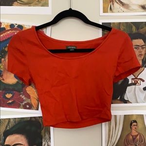 Red short sleeve cotton crop top
